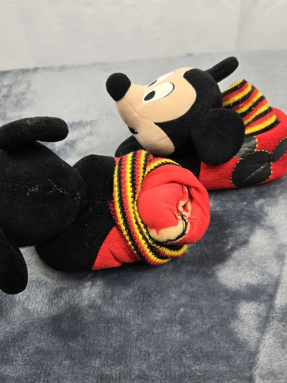 Disney Mickey Mouse Plush Slip-On Slippers in Black, Red & Yellow